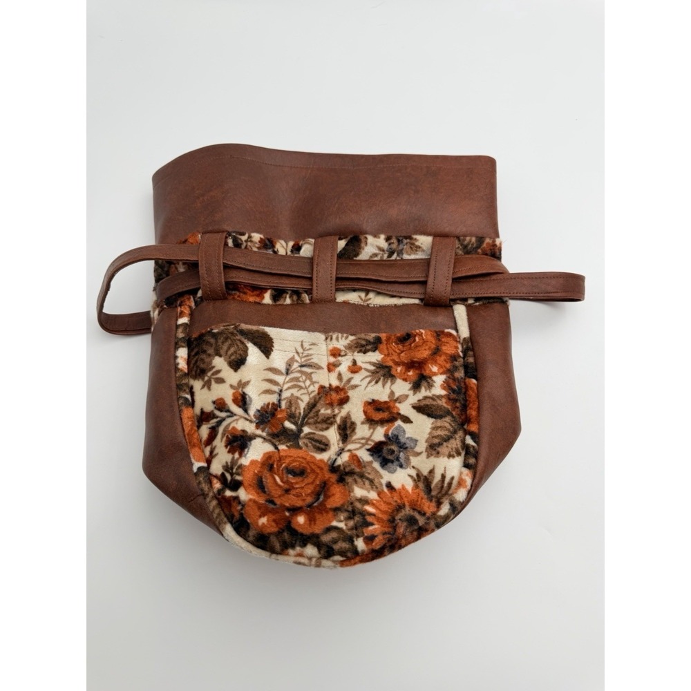 Vintage Brown Vinyl Floral Tapestry Handbag 80s Couch Print Custom Purse Boho